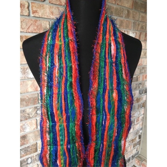 FLORIDA GATORS Scarf Handmade Blue Orange Green Game Day Metallic Eyelash Yarn - Picture 2 of 5